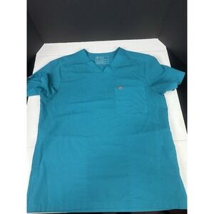 Figs Men Chisec Three Pocket Scrub Top Pacific Blue Teal M. Stain On Back Look